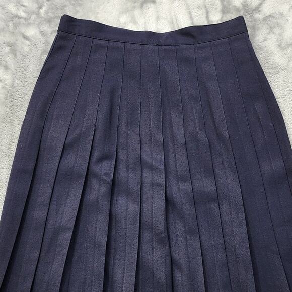 Vintage Worthington Skirt Women 6 PETITE Blue High Waist Pleated Preppy Office - Picture 2 of 9